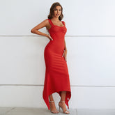 Strappy Sleeveless Irregular Maxi Bandage Dress